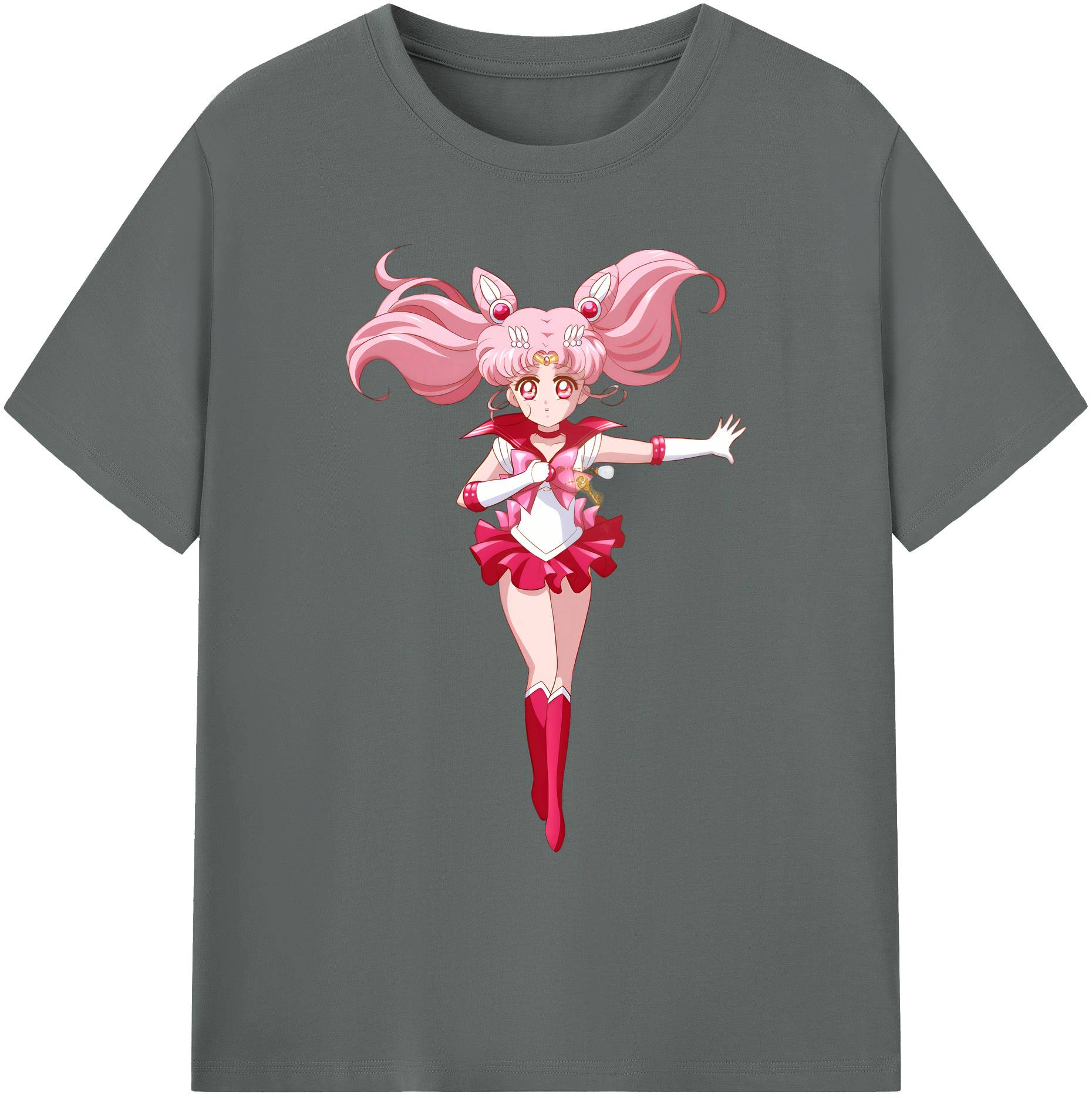 （画像用） 美少女戦士セーラームーン ちびうさ Sailor Moon Chibiusa Tsukino Usagi Small Lady Serenity 綿100％ メンズ半袖Tシャツ｜肌触りやわらか＆通気性